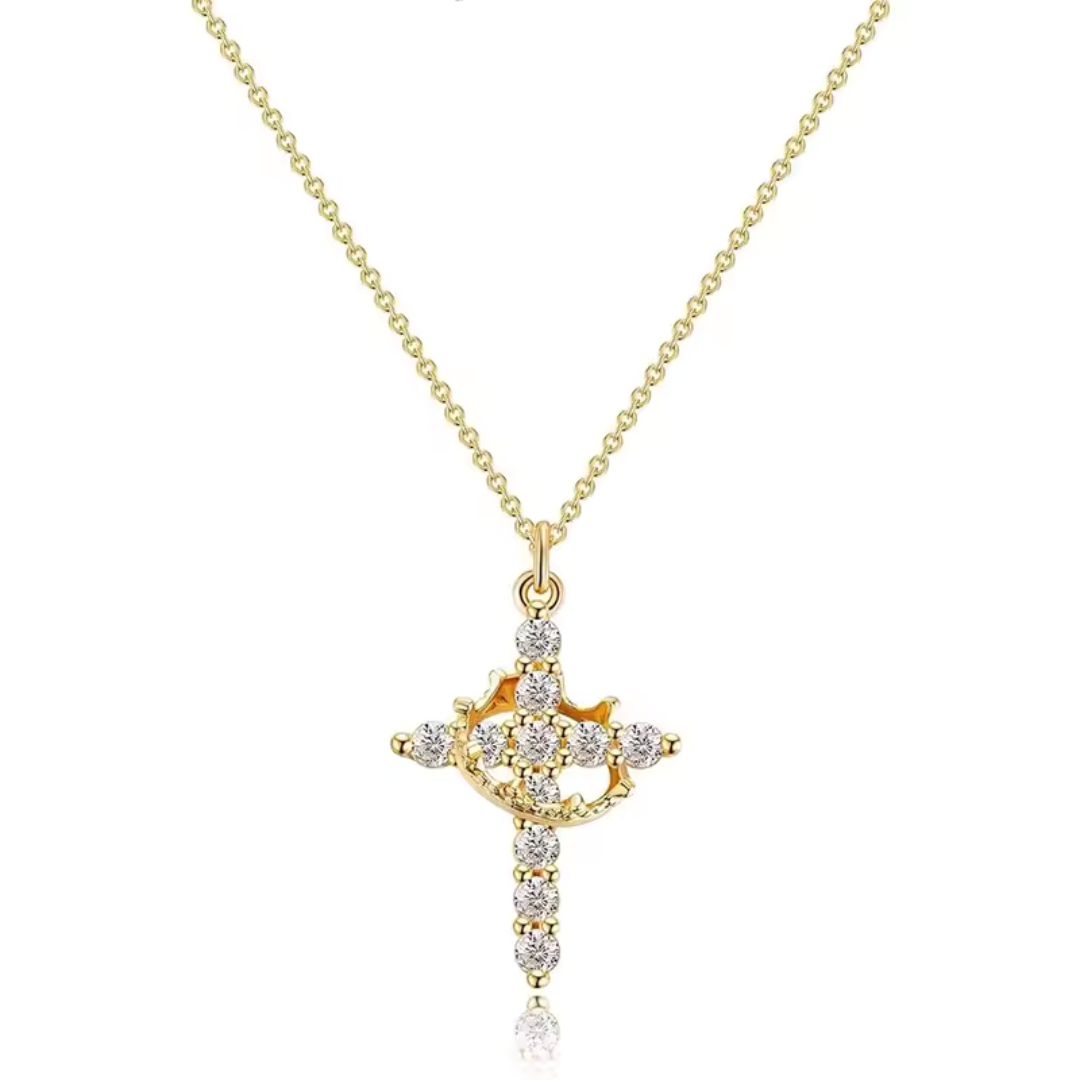 Cross Necklace with Sacred Crown