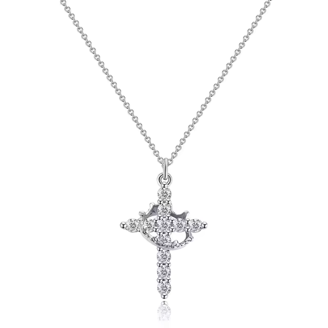 Cross Necklace with Sacred Crown